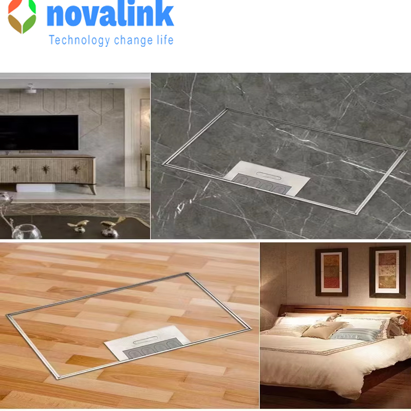 Hộp ổ điện âm sàn novalink NV-FS6SH với 6 modules mầu bạc Chất liệu thép không gỉ cao cấp